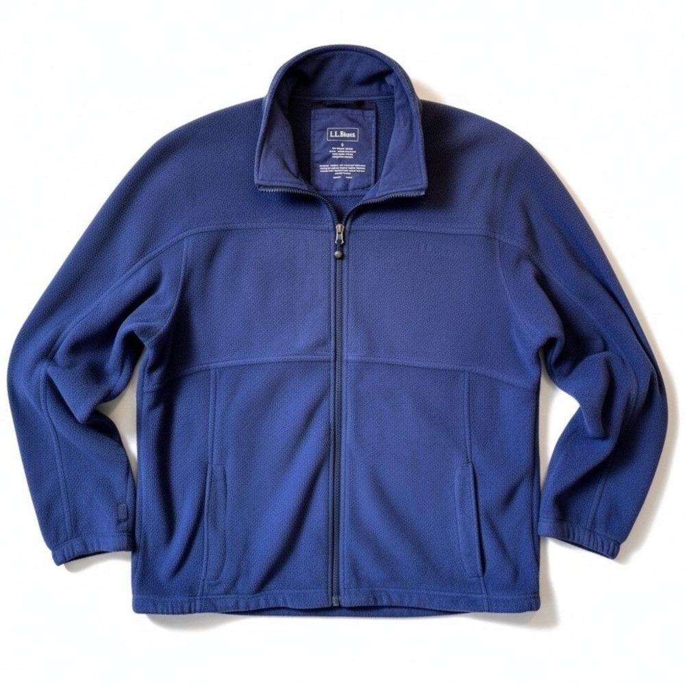 LL Bean Jacket Large‎ Blue Fleece Full Zip Outerwear Hiking Long Sleeve Gorpcore